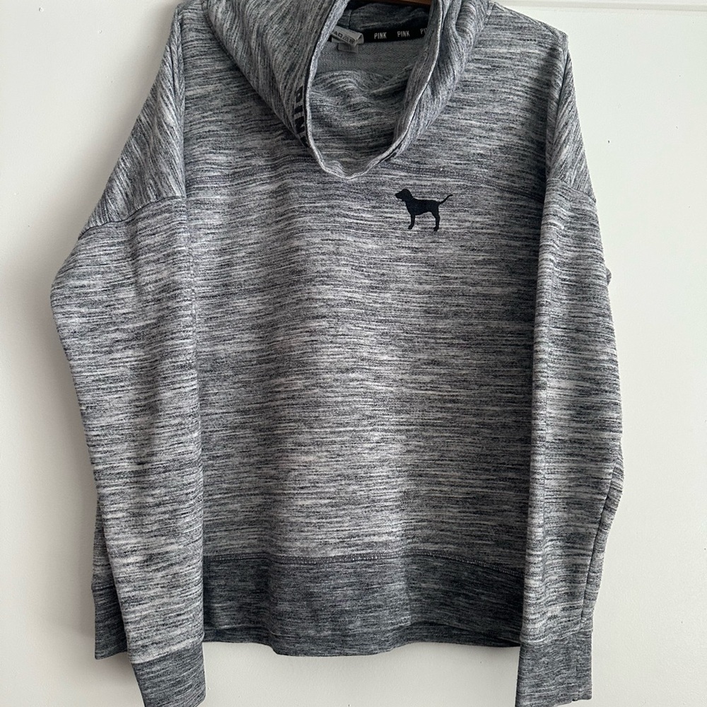 PINK Branded Gray Cowl Neck Sweater